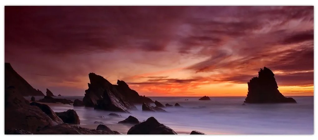 Tablou cu apus de soare pe mal (120x50 cm)