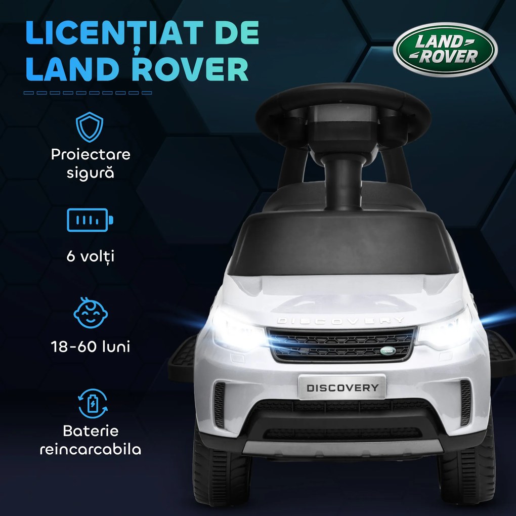 AIYAPLAY Mașinuță Electrică pentru Copii 18 Luni-5 Ani cu Licență Land Rover cu Muzică, USB și MP, 65x43x40 cm ,Alb | Aosom Romania