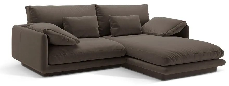 Colțar maro cu tapițerie din catifea (cu colț pe partea dreaptă/cu șezlong) Torino – Micadoni