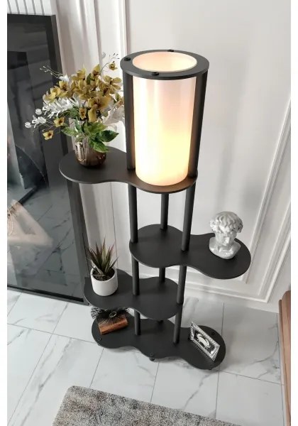 Lampadar cu polițe NOTO 1xE27/40W/230V negru