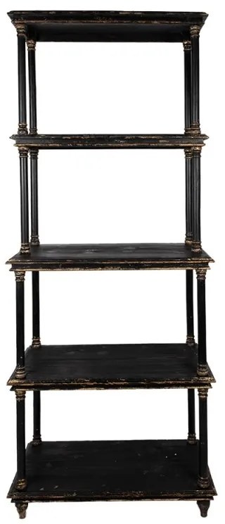 Biblioteca neagra, din lemn, aspect vintage, Rustique