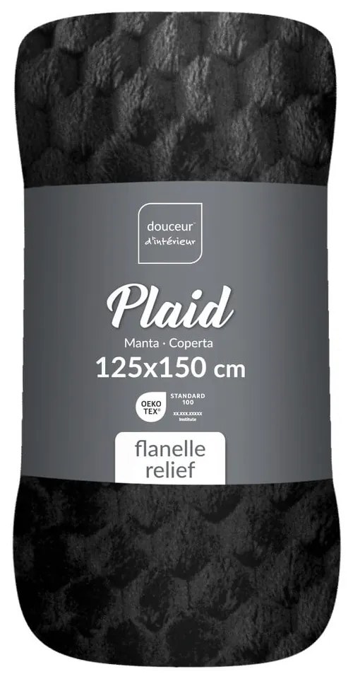 Pătură neagră din microflanel 125x150 cm Mini Frosty – douceur d'intérieur