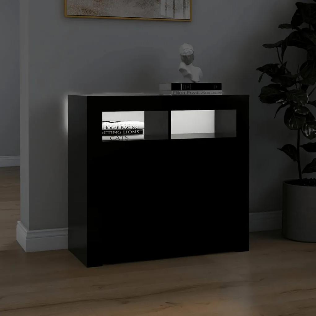 Servanta cu lumini LED, negru, 80x35x75 cm 1, Negru, 80 x 35 x 75 cm