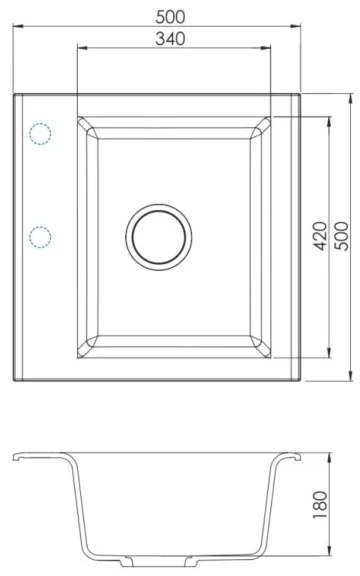 ALVEUS SETA23193 - Chiuvetă de bucătărie ATROX + baterie de chiuvetă MINTAS, 34 cm, granit/negru