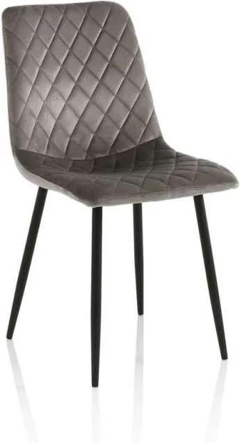Set 4 scaune Valdina, 88x50x44 cm, metal/ catifea, gri