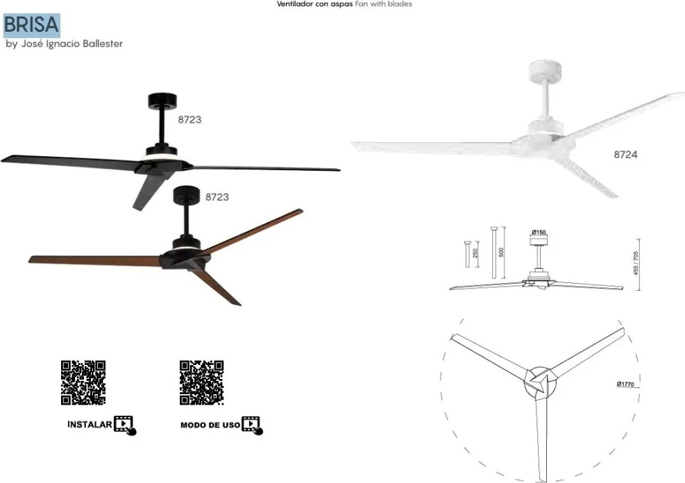 Lustra LED, Ventilator cu telecomanda, IP44, BRISA Mini MA-8725
