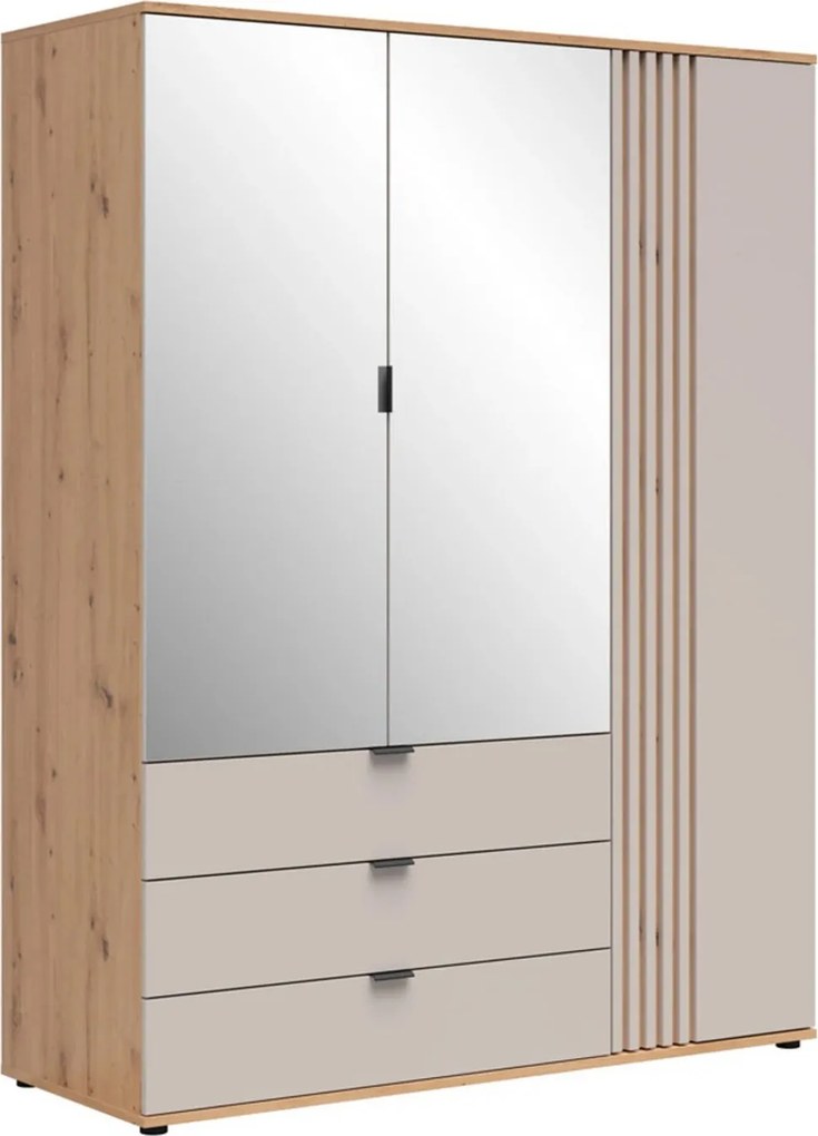 Dulap 150 BREVAS, stejar artisan/casmir, PAL, cu 3 usi si 3 sertare, 1
