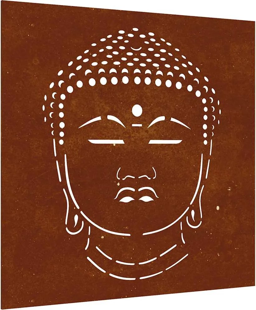 vidaXL Decor perete de grădină 55x55 cm design cap Buddha oțel Corten