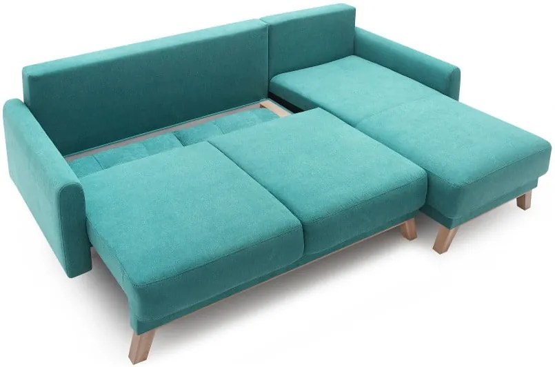 Colțar extensibil cu șezlong pe partea dreaptă Bobochic Paris Balio, turcoaz