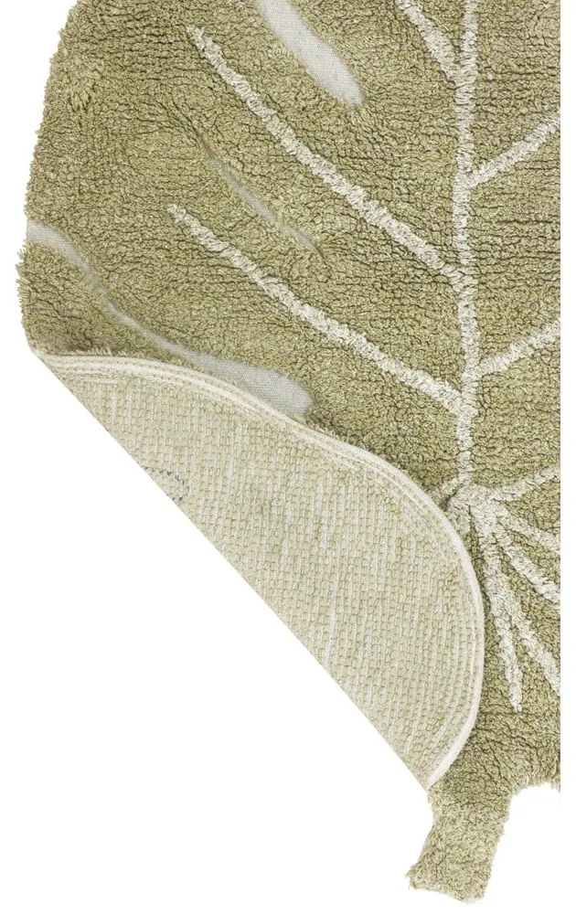 Covor pentru copii kaki lavabil/țesut manual din bumbac 75x100 cm Mini Monstera Olive – Lorena Canals