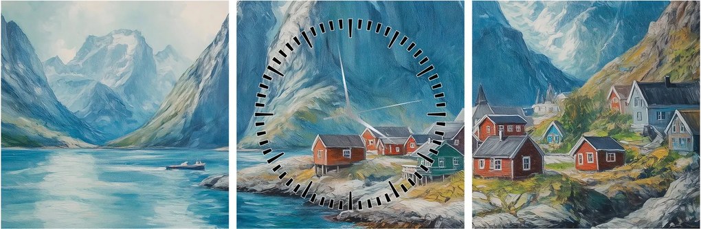 Tablou - Sat norvegian (cu ceas) (90x30 cm)