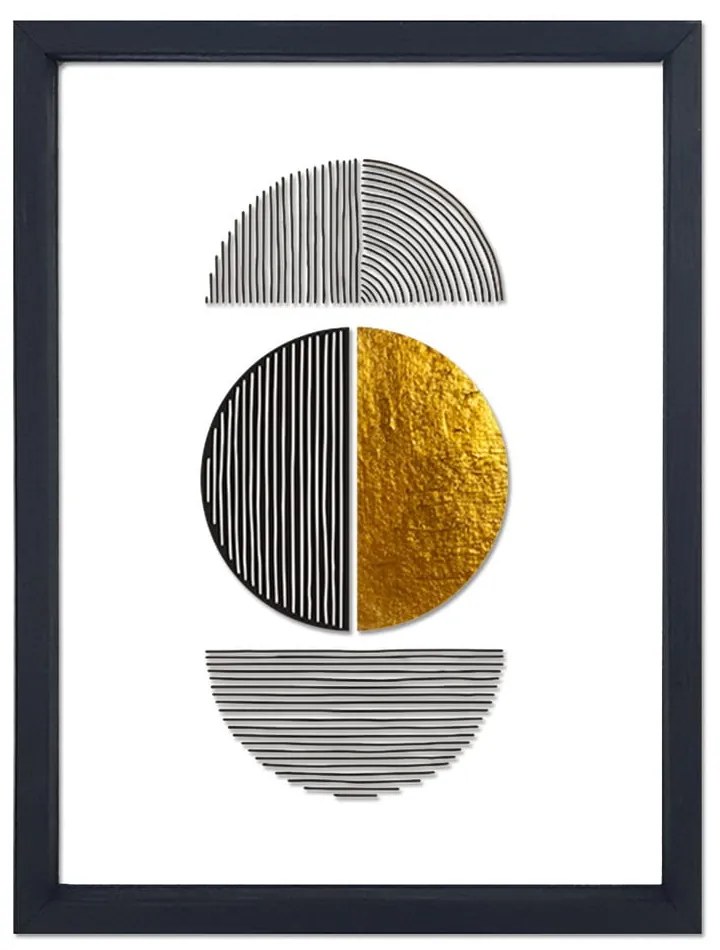 Tablou din sticlă cu ramă neagră Vavien Artwork Shapes II., 32 x 42 cm