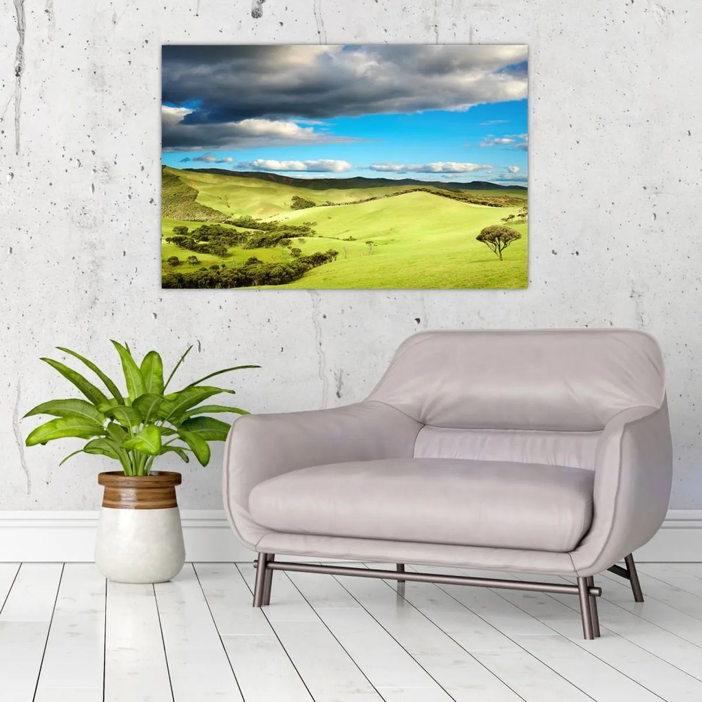 Tablou - Peisaj verde cu dealuri (90x60 cm)