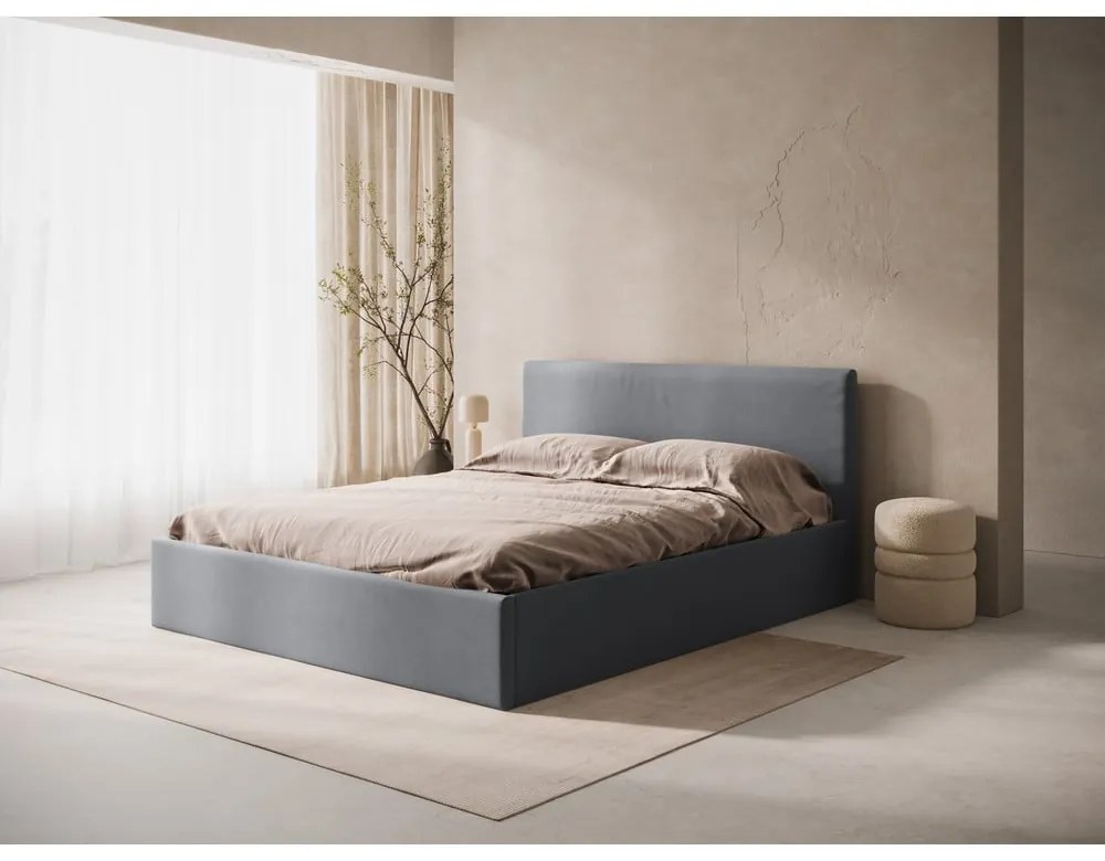 Tăblie de pat gri tapițată 210,5x100 cm Remo – Micadoni