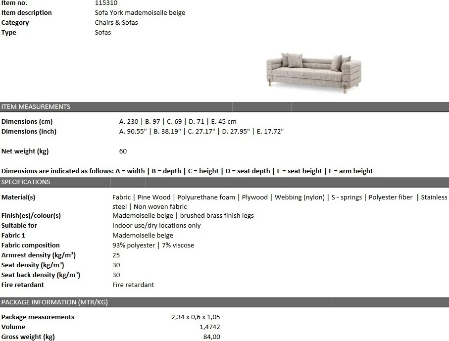 Canapea eleganta design LUX York, bej mademoiselle 115310 HZ