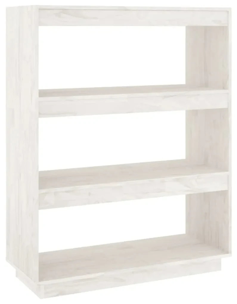 810885 vidaXL Bibliotecă/Separator cameră, alb, 80x35x103 cm, lemn masiv pin