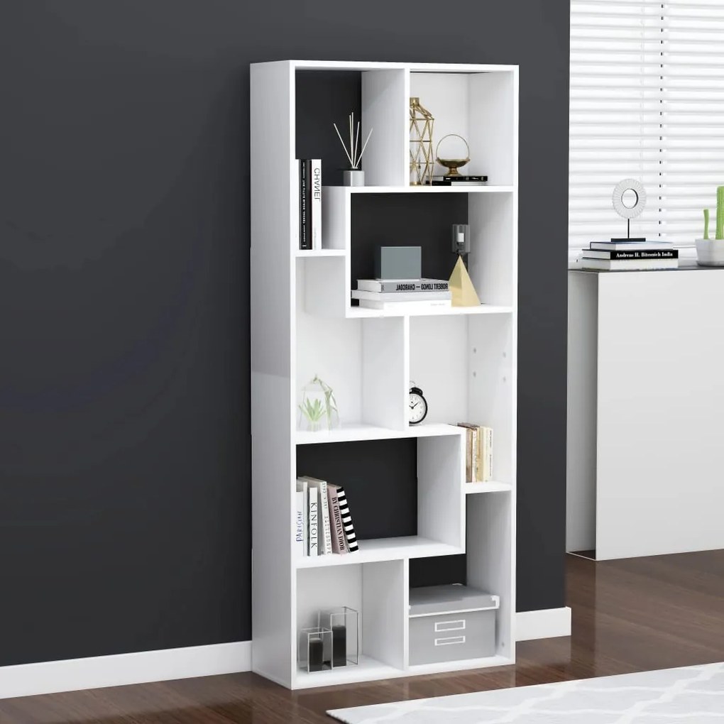 vidaXL Bibliotecă, alb, 67x24x161 cm, lemn prelucrat
