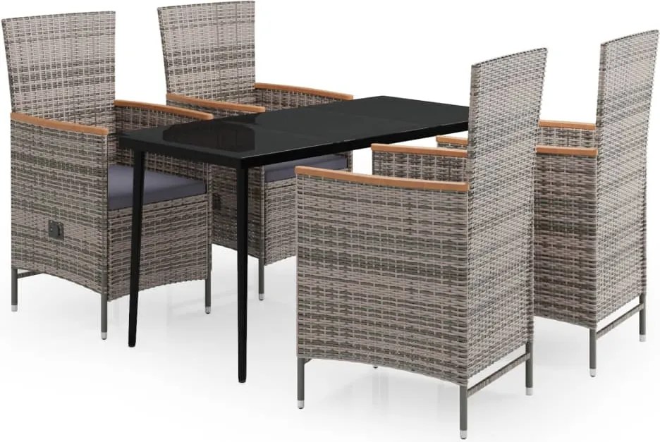 vidaXL Set mobilier pentru grădină cu perne, 5 piese, gri