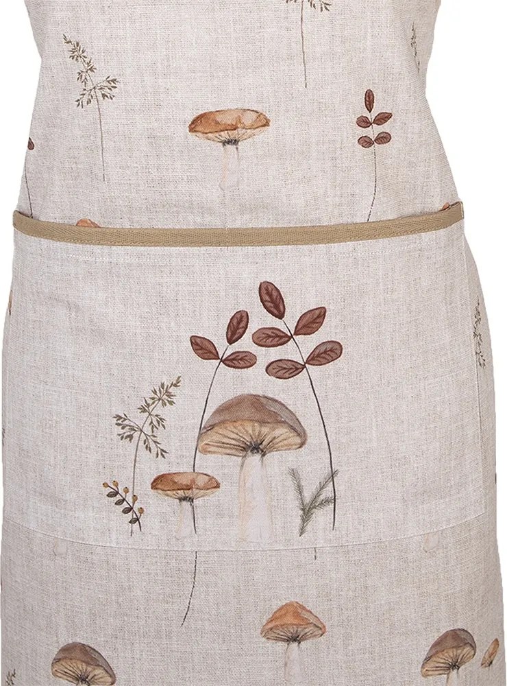 Sort de bucatarie, bej, din bumbac, 70x85 cm, Mushrooms