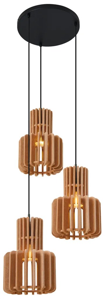 Lampă suspendată retro neagră cu portocaliu, cu 3 lumini - Felt