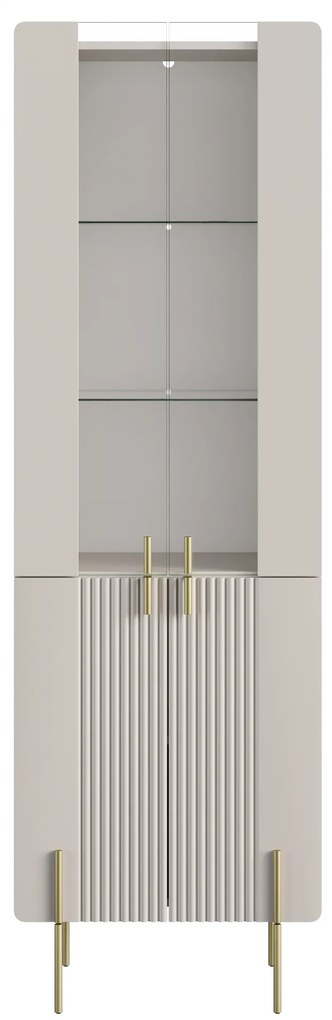 Vitrină Malmi 60 cm cu 4 uși - cașmir / picioare aurii