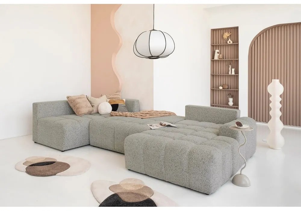 Colțar modular maro deschis extensibil/cu spațiu de depozitare (cu colț pe partea stângă) Lulu – Miuform