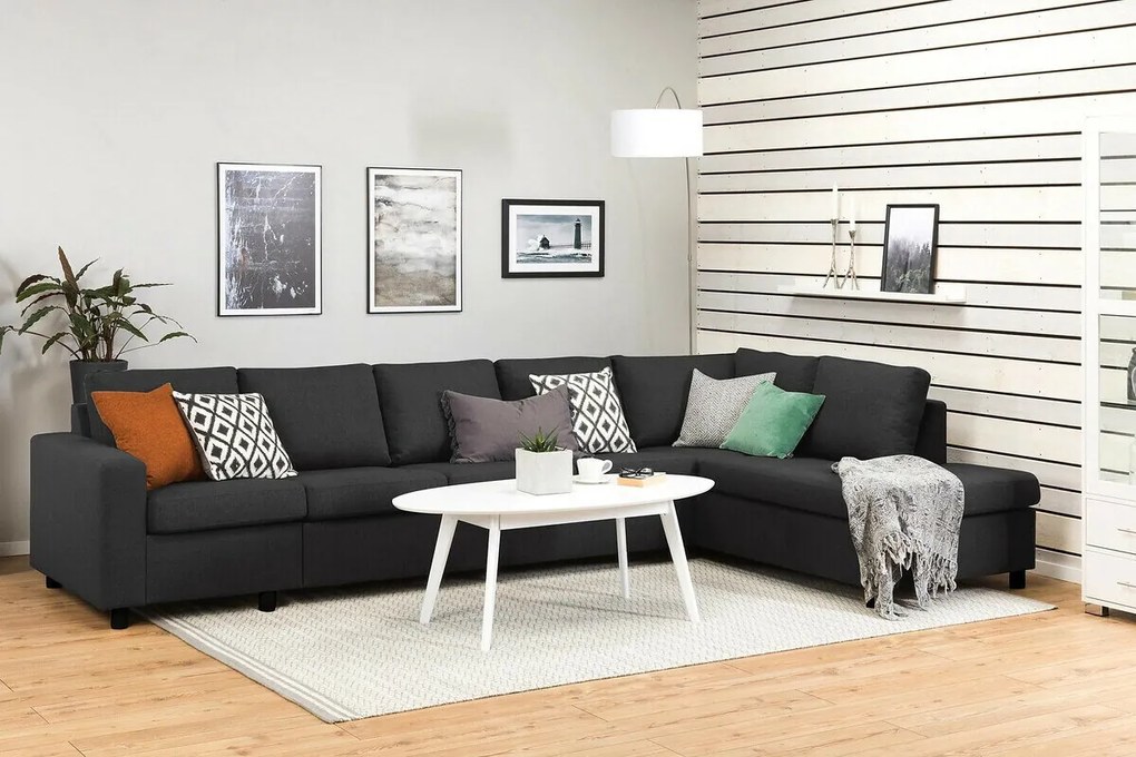 Colțar Scandinavian Choice C150Negru, Antracit, 347x199x79cm, Picioare: Plastic