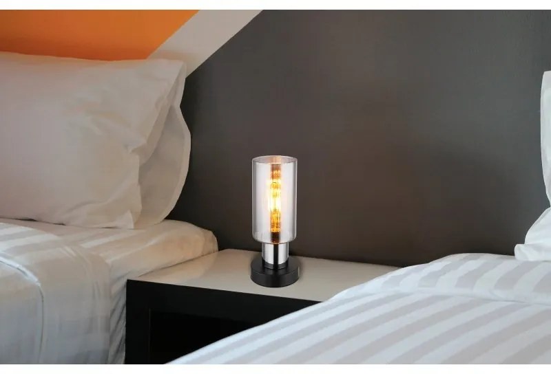 Veioza/Lampa de masa design modern LIDARIA negru/fumuriu