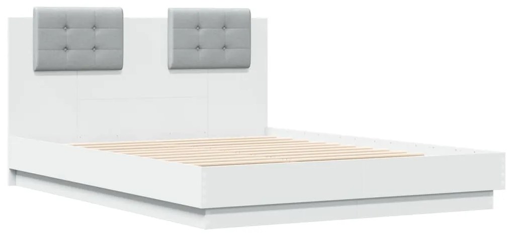 3209954 vidaXL Cadru de pat cu tăblie, alb, 135x190 cm, lemn prelucrat