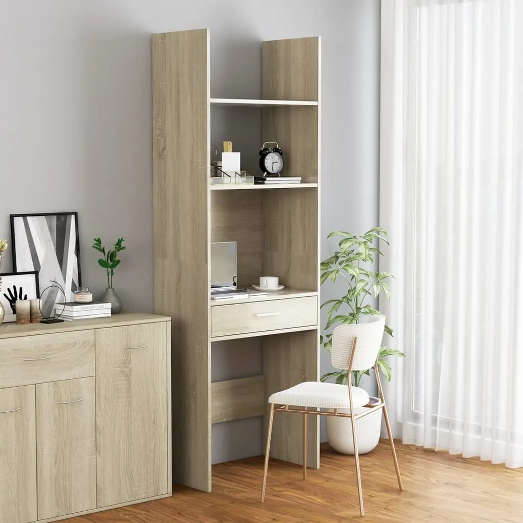 803428 vidaXL Bibliotecă, stejar sonoma, 60x35x180 cm, lemn prelucrat