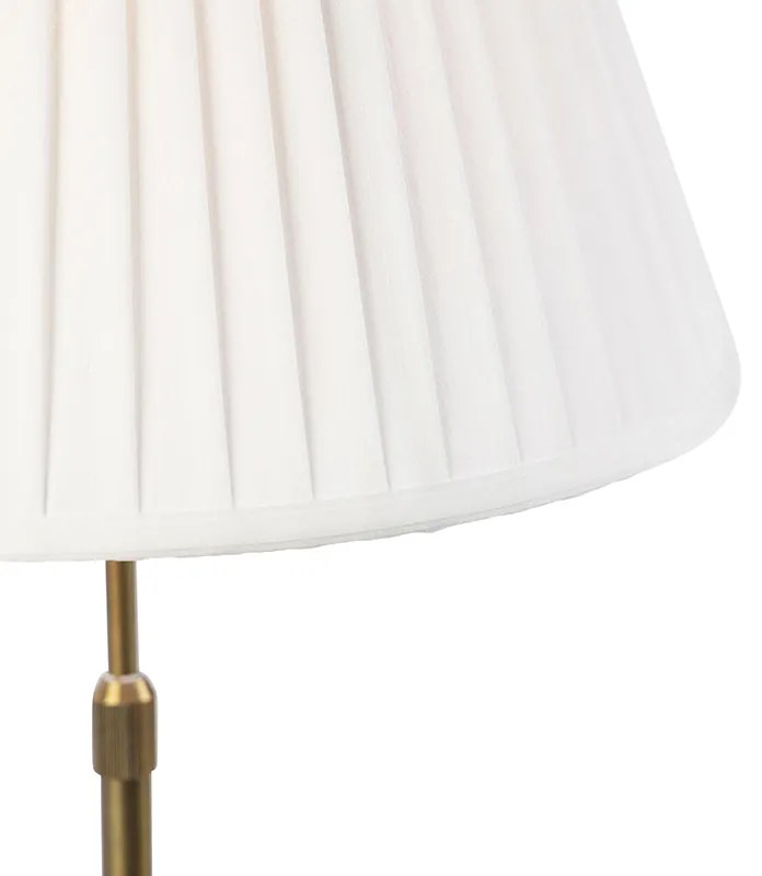 Lampă de masă din bronz cu abajur plisat alb 35cm - Parte