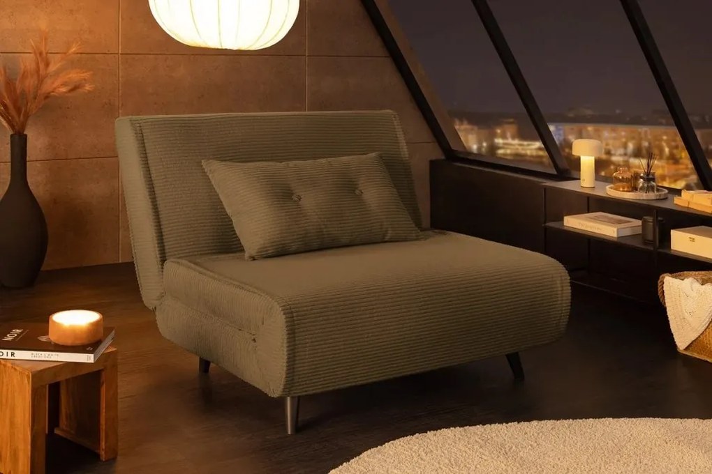 Fotoliu Pat SMART MULTIFUNCTION 100cm catifea raiata verde