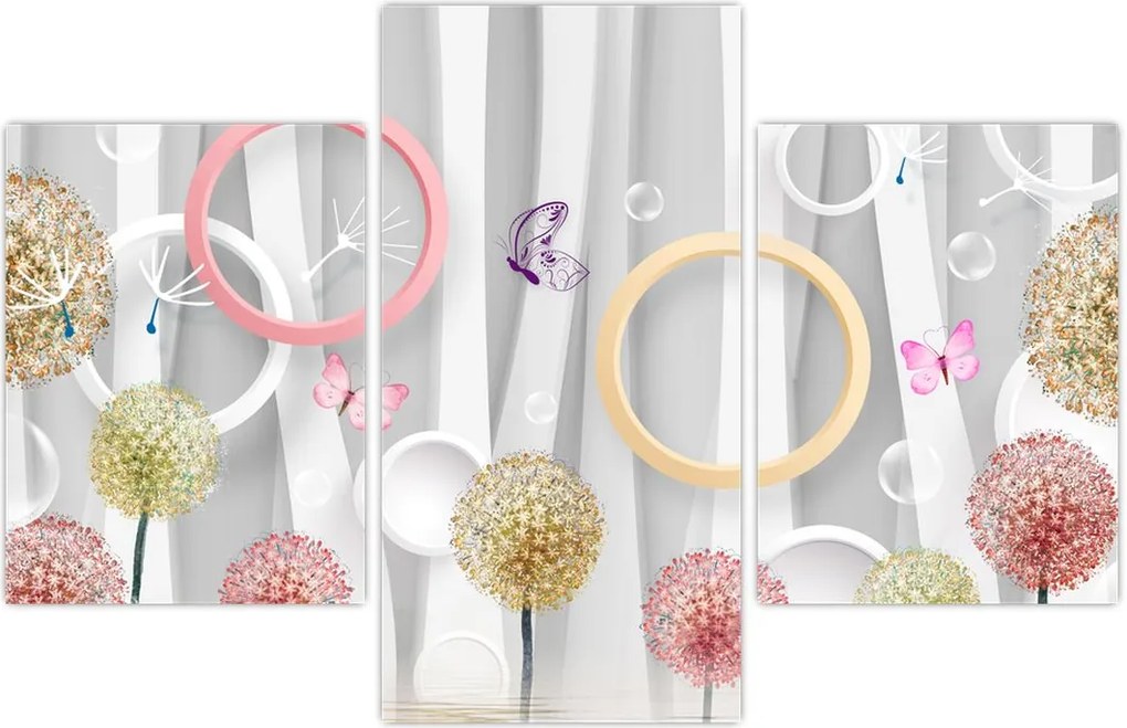 Tablou abstract cu păpădii (90x60 cm)