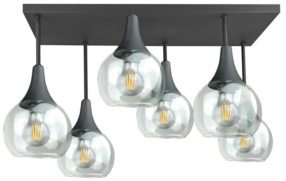 Lustră aplicată SOMA 6xE27/60W/230V negru/transparent