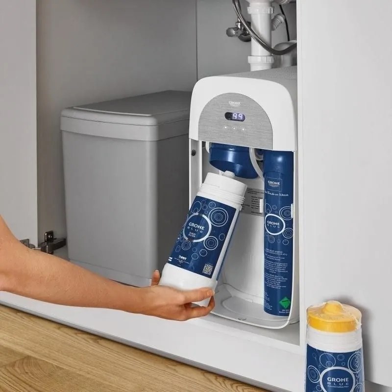 Grohe Blue Home Robinet de bucatarie cu sistem de filtrare, racire si acidulare, pipa C, cupru mat (brushed warm sunset)