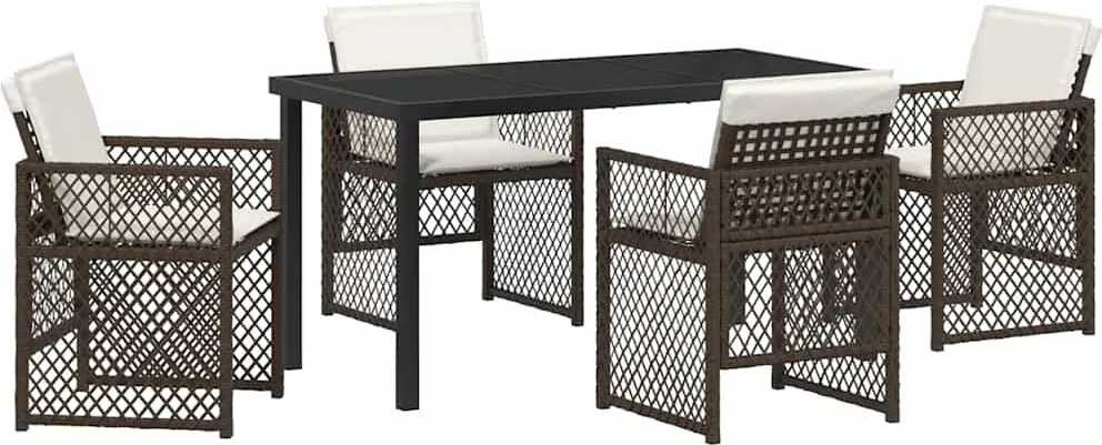vidaXL Set de masă pentru grădină 5 pcs Maro poliratan