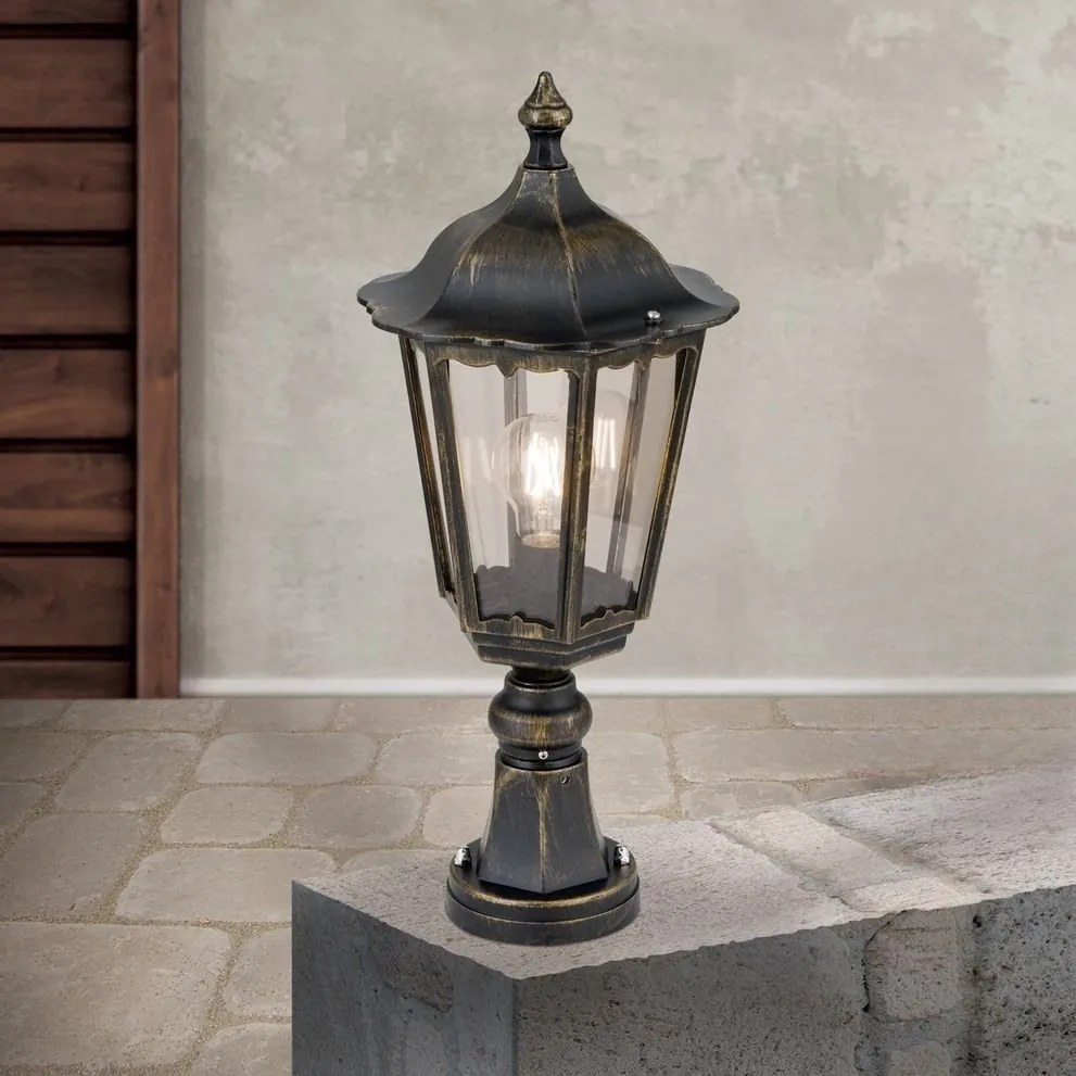 Stalp iluminat exterior stil clasic IP43 H45 Puchberg AL 11K/82503 schwarz-gold/rauch OR