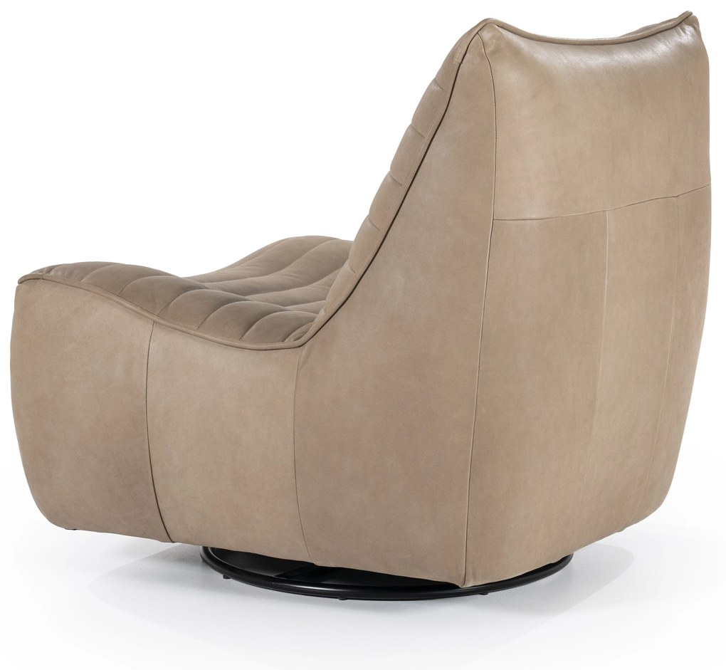 Fotoliu Matthew din piele, metal și lemn taupe