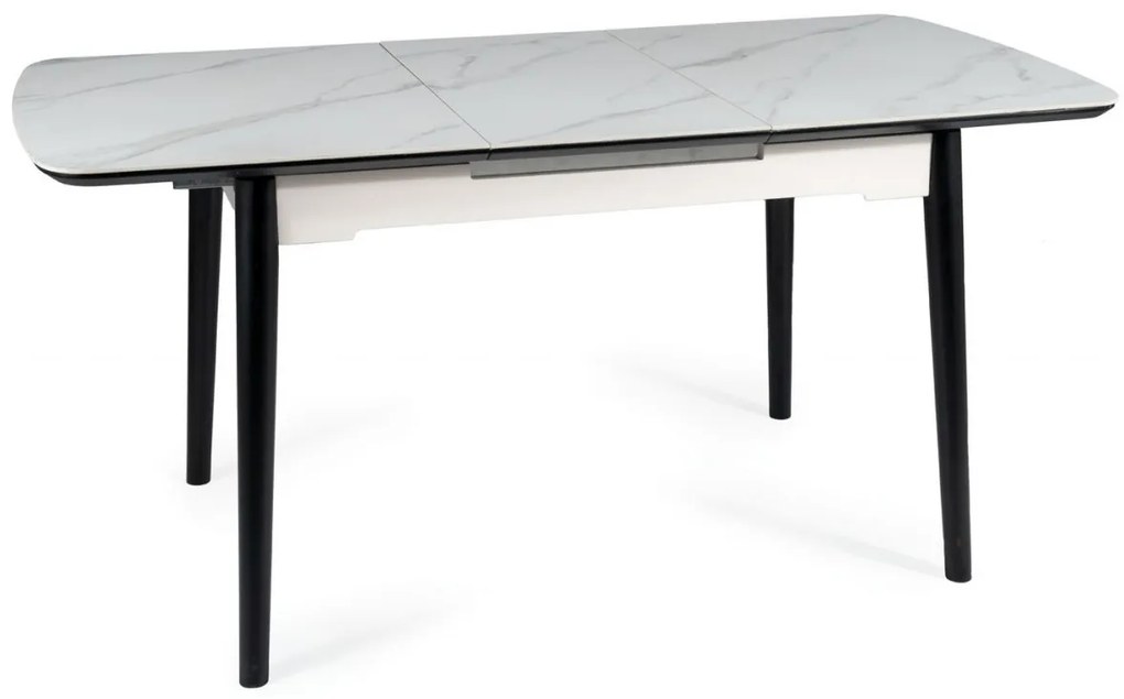 Masa extensibila Apollo Ceramica marmura alba/negru mat - L120-160 cm