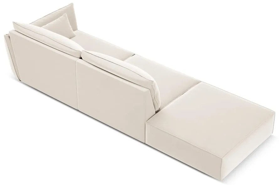 Canapea bej cu tapițerie din catifea, cu colț pe partea dreaptă 264 cm Vanda – Mazzini Sofas