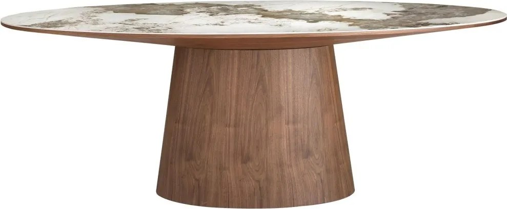 Masa ovala marmura portelanata Walnut 220x112cm
