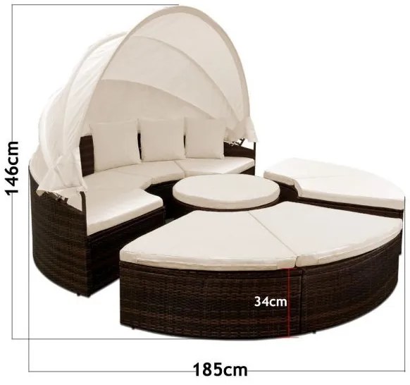 Deuba Pat de gradina ratan LAZY - maro 186 cm