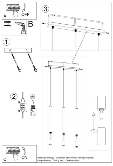 Lustră pe cablu VIZIER 3xG9/40W/230V albă Sollux SL.0959