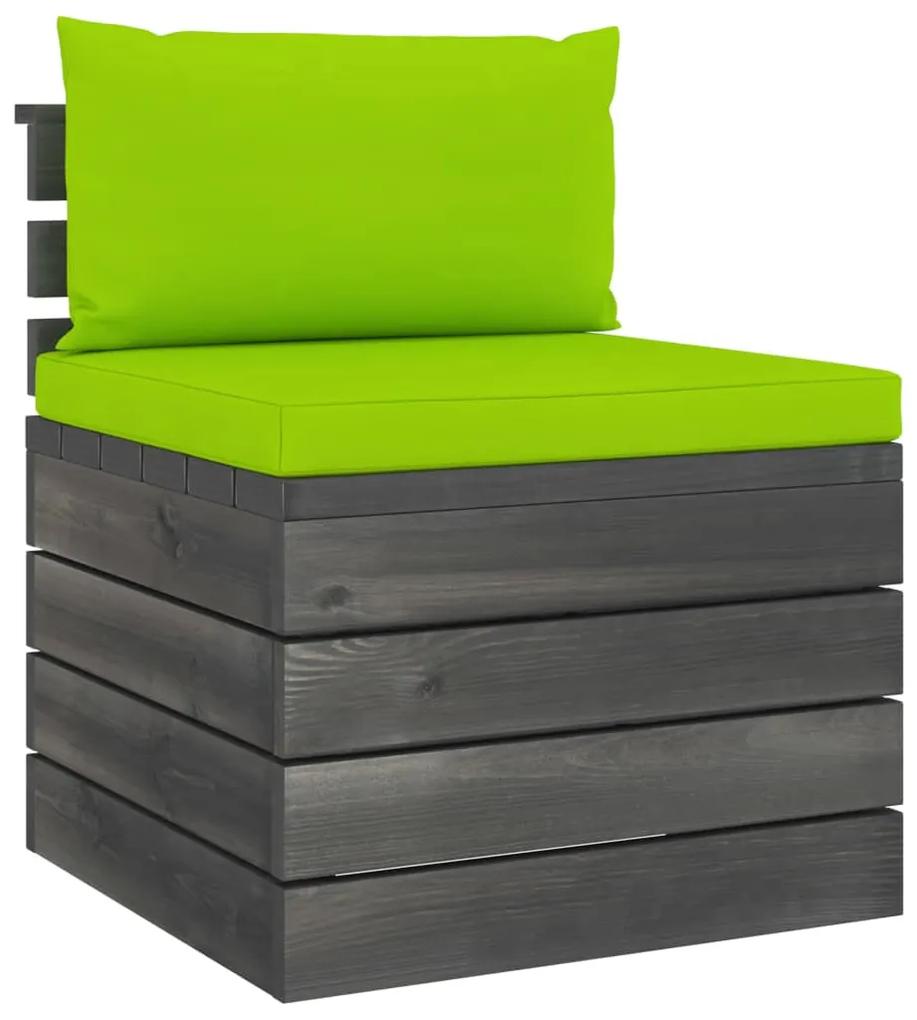 Set mobilier de gradina din paleti cu perne, 6 piese, lemn pin verde aprins, 6