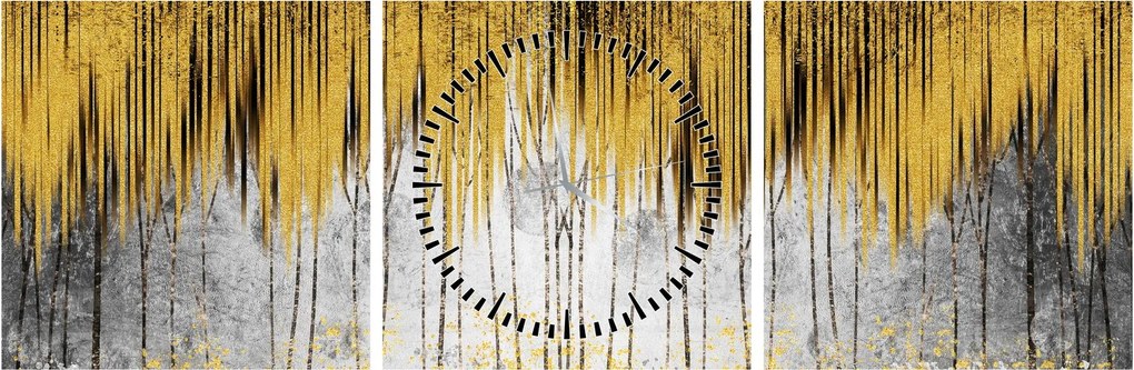 Tablou - Linii de aur (cu ceas) (90x30 cm)