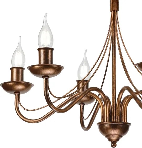 Candelabru suspendat ANTON pe lanț, 6xE14/60W/230V, bronz