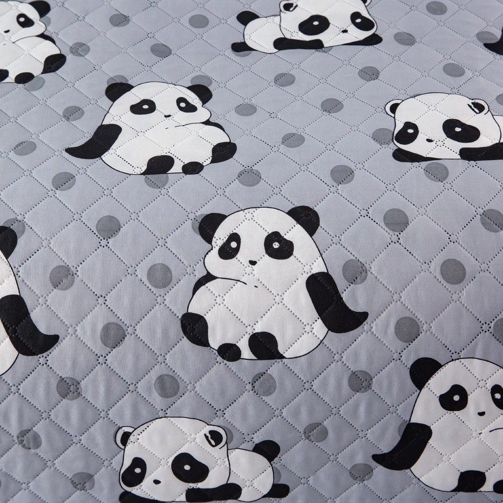 Cuvertura de pat cu model PANDA gri Dimensiune: 170 x 210 cm