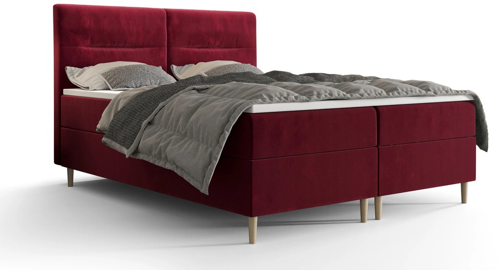 Pat matrimonial Boxspring 180 cm Saruta (bordo) ( cu saltea și sp. depozitare). 1047368