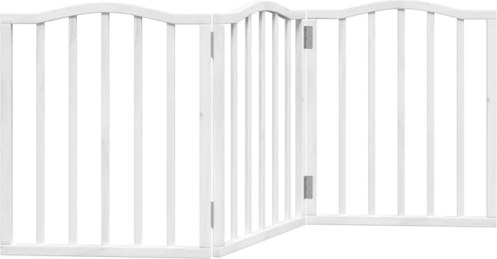 vidaXL Poartă pentru câini pliabilă, 3 panouri, alb, 150 cm, lemn plop