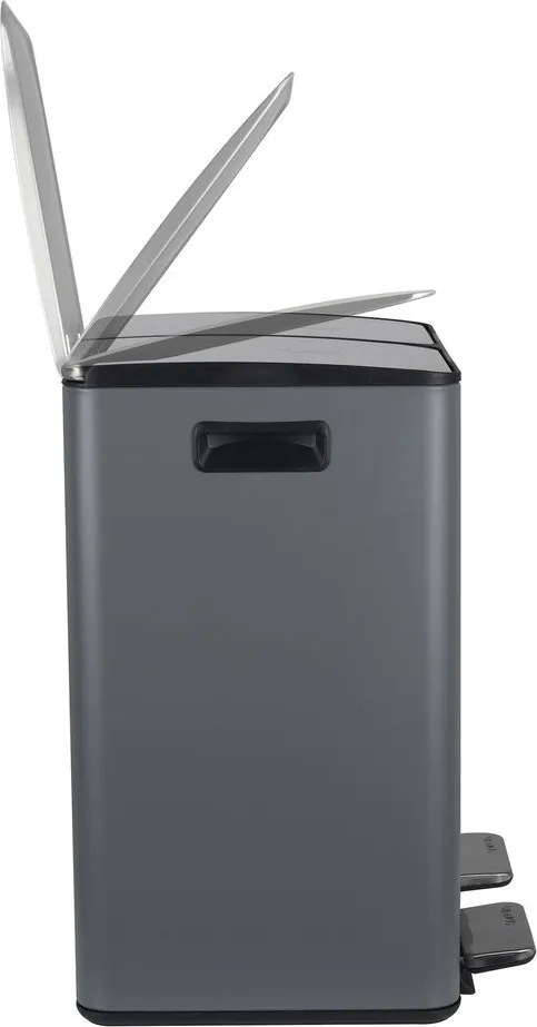 Coș de gunoi gri închis pentru reciclare/cu pedală 2x20 l din oțel Aliya – Spirella